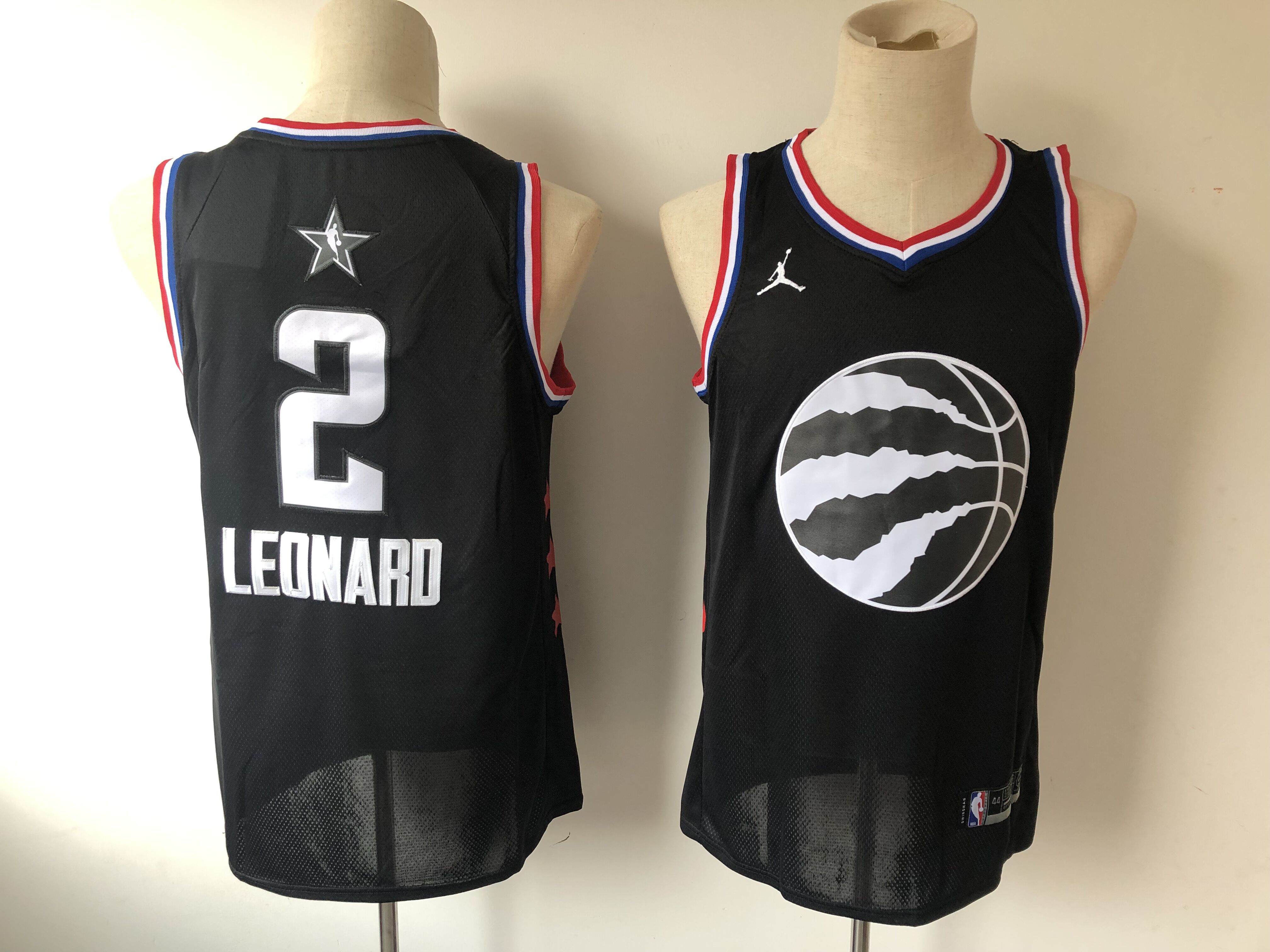 Men Toronto Raptors 2 Leonard Black 2019 All Star NBA Jerseys